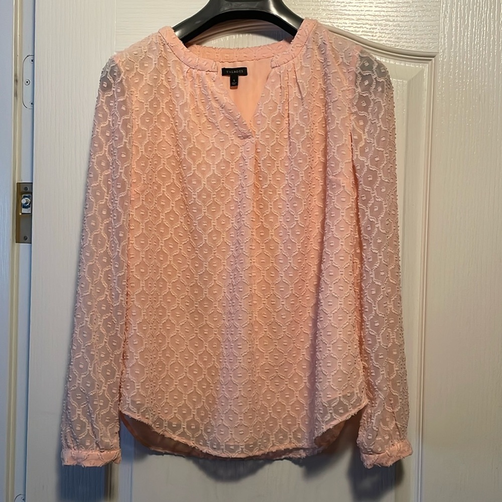 Talbots Pastel Peach Textured Blouse